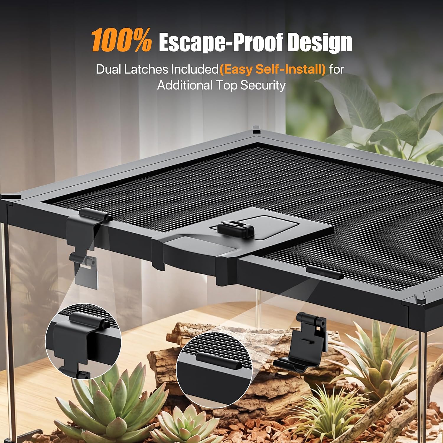 15 Gallon Fully Assembled Glass Reptile Enclosure, 20" x 12" x 14" | Escape-Proof Top Opening Terrestrial Reptile Terrarium Tank for Leopard Geckos, Corn Snakes, Frogs & Hermit Crabs thumbnail 3