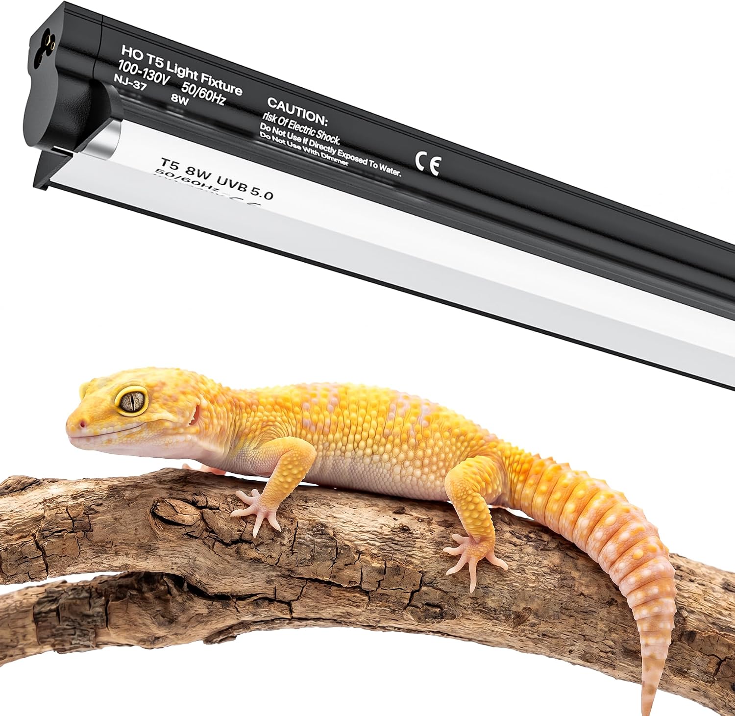 T5 UVB 10.0 Reptile Light Fixture Combo Kit (12Inch) | 8W UVB 10.0 Light Bar with T5 HO Terrarium Hood Light Fixture for Desert Reptiles, Bearded Dragons, Lizards, Tortoises