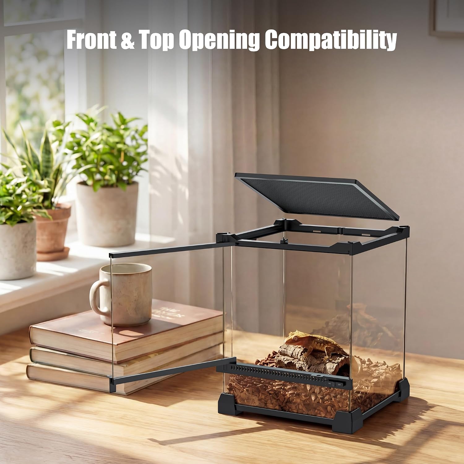 3 Gallon Fully Assembled Glass Reptile Enclosure, 8"x 8" x 12" | Tall Vertical Front-Opening Small Terrarium Tank for Hatchling & Juvenile Arboreal Reptiles & Amphibians thumbnail 8
