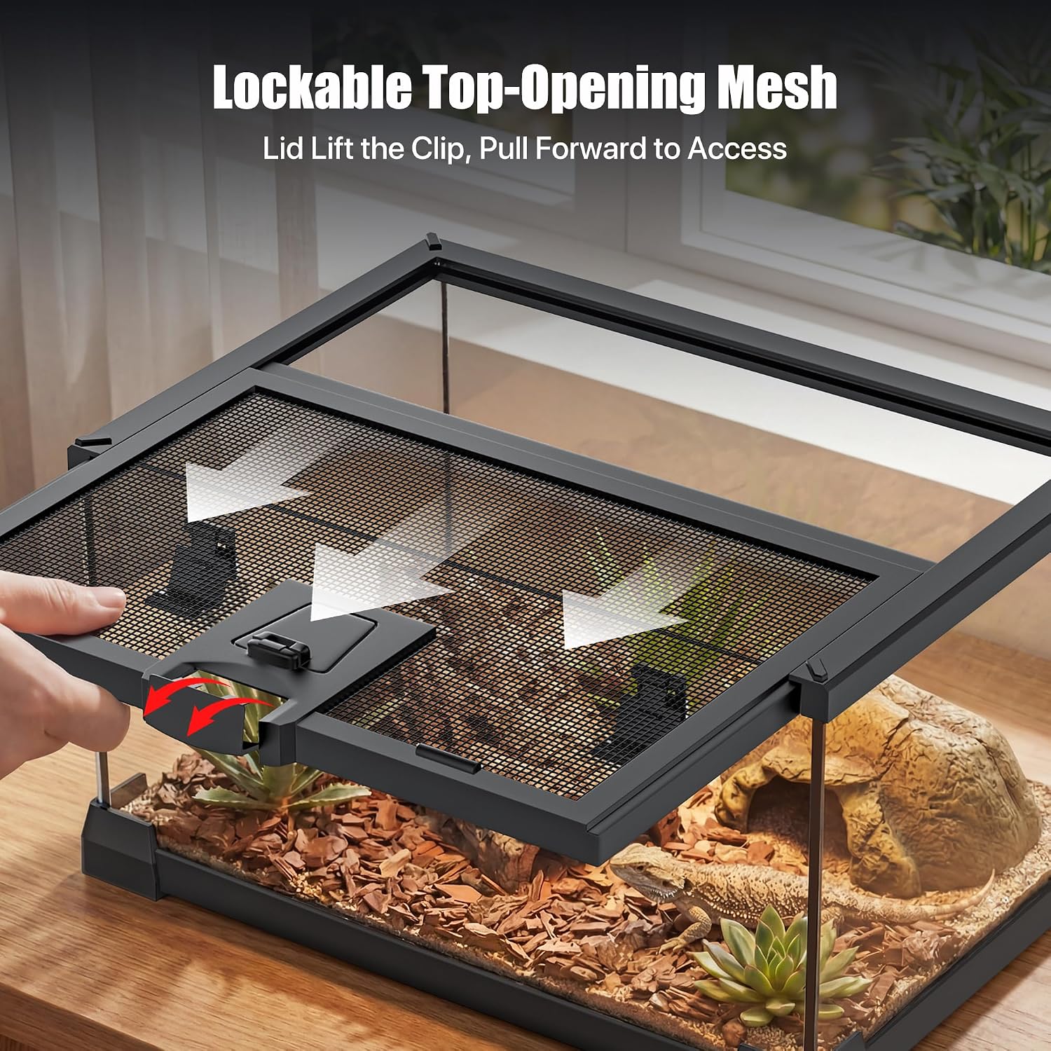 2.5 Gallon Fully Assembled Glass Reptile Enclosure, 12" x 8" x 6" | Small Reptile Terrarium Tank for Tiny Terrestrial Reptiles, Amphibians & Invertebrates thumbnail 6