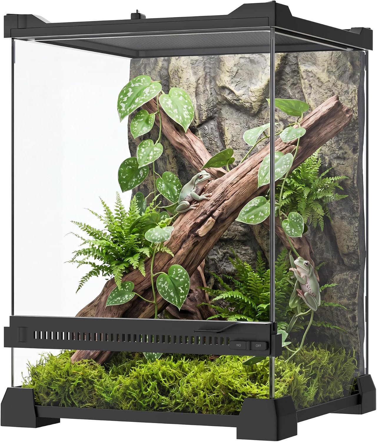 3 Gallon Fully Assembled Glass Reptile Enclosure, 8"x 8" x 12" | Tall Vertical Front-Opening Small Terrarium Tank for Hatchling & Juvenile Arboreal Reptiles & Amphibians