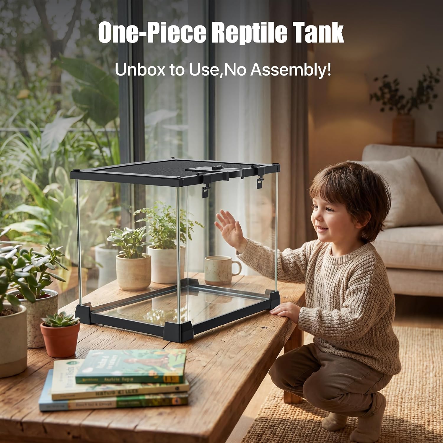 15 Gallon Fully Assembled Glass Reptile Enclosure, 20" x 12" x 14" | Escape-Proof Top Opening Terrestrial Reptile Terrarium Tank for Leopard Geckos, Corn Snakes, Frogs & Hermit Crabs thumbnail 9