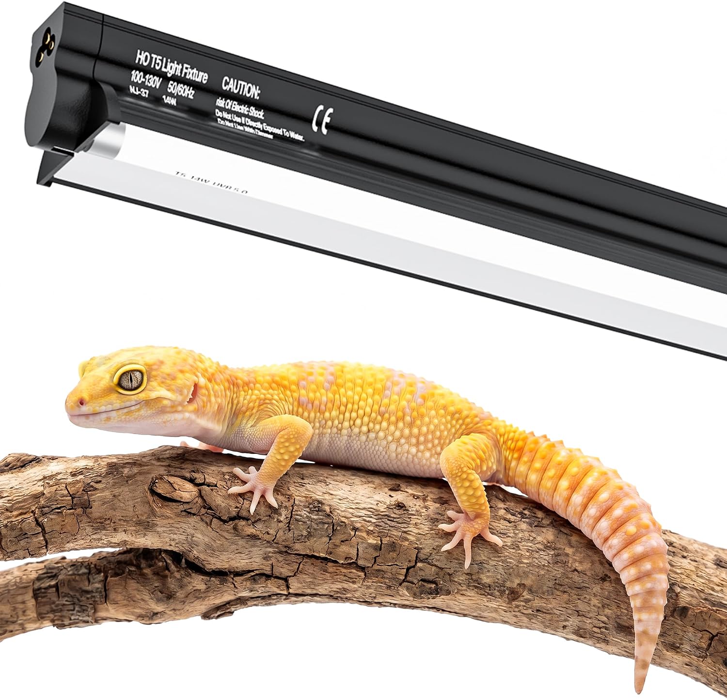 T5 UVB 10.0 Reptile Light Fixture Combo Kit (22Inch) | 14W UVB 10.0 Light Bar with T5 HO Terrarium Hood Light Fixture for Desert Reptiles, Bearded Dragons, Lizards, Tortoises
