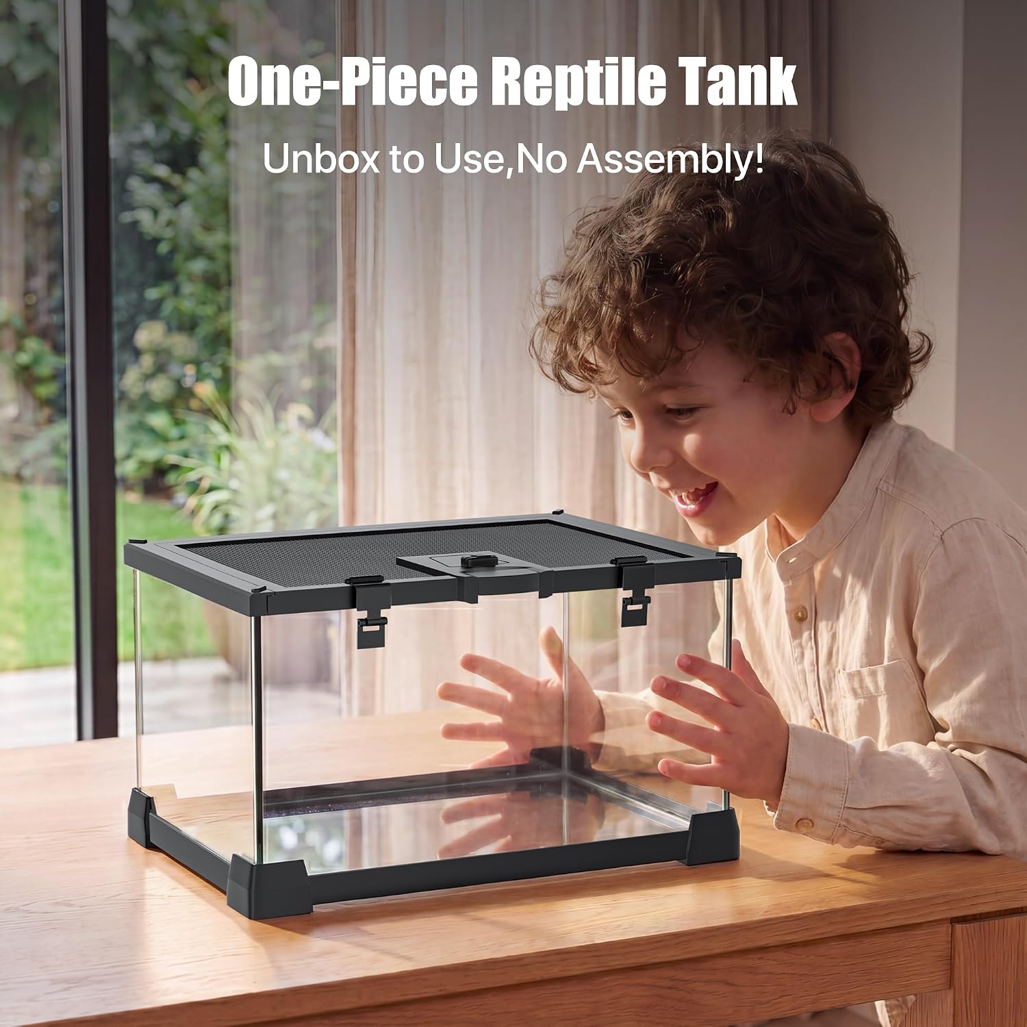 2.5 Gallon Fully Assembled Glas Reptile Enclosure with 8W Dimming LED UVA UVB Reptile Light thumbnail 8