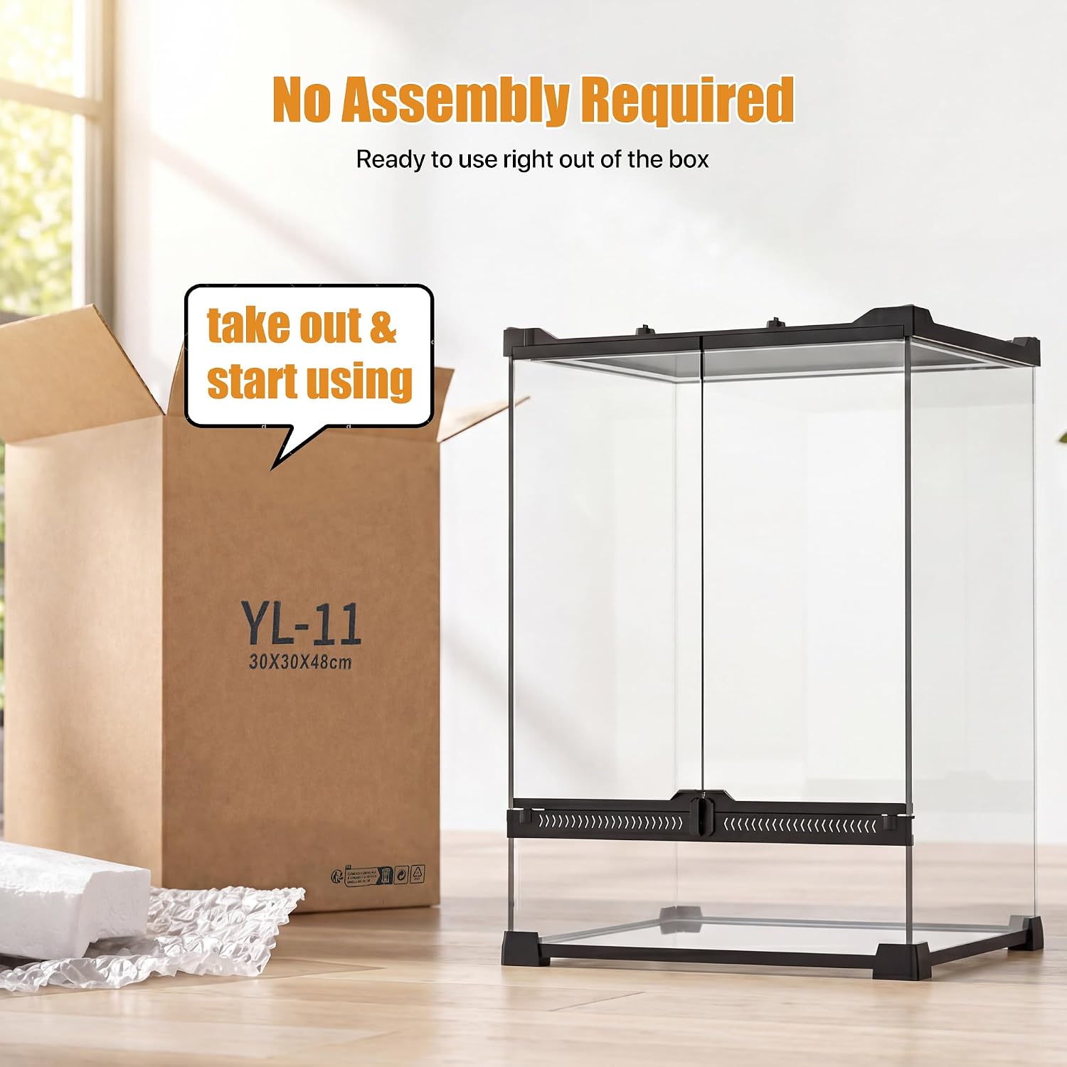 11 Gallon Fully Assembled Glass Reptile Enclosure,12"x 12" x 18" | Front Opening Tall Reptile Terrarium Tank for Crested Geckos, Tree Frogs & Other Arboreal Reptiles and Amphibians thumbnail 8